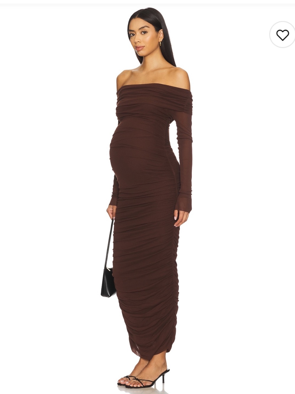 Off-the-Shoulder Chocolate Maternity Maxi Dress